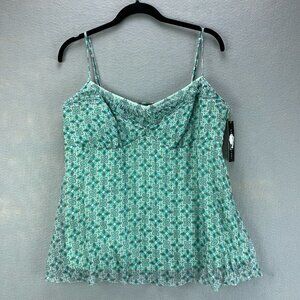 Antonio Melani Womens Cami Blouse Large Silk Mint Green Lined V Neck Sleeveless‎